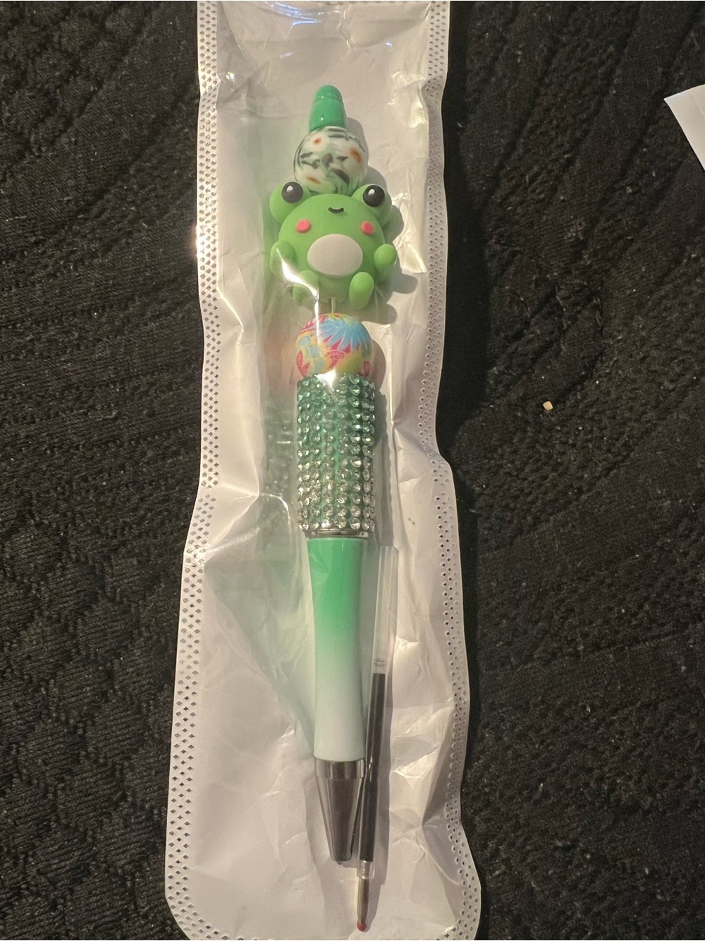 Cute Green Frog Decorative Ballpoint Pen with Rhinestones
